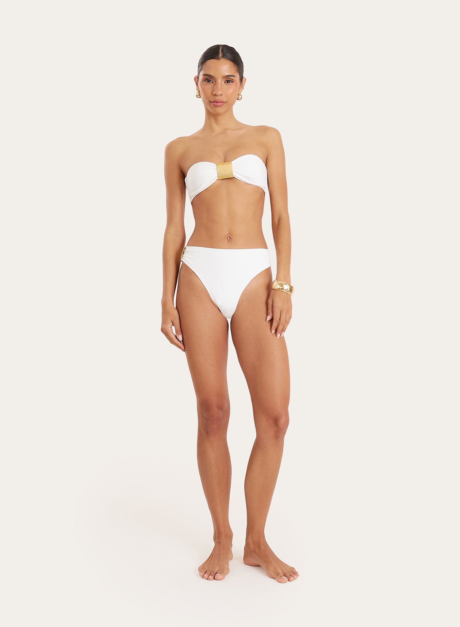 White Hardware High Waisted Bikini Bottoms